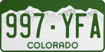 CO license plate 997YFA
