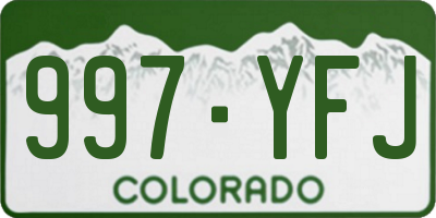 CO license plate 997YFJ