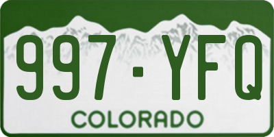CO license plate 997YFQ