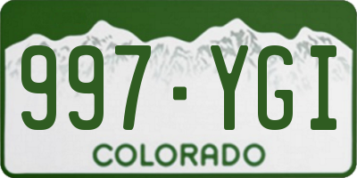 CO license plate 997YGI