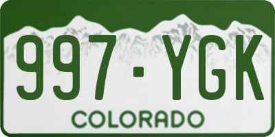 CO license plate 997YGK