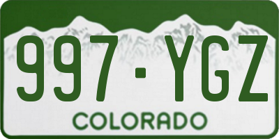 CO license plate 997YGZ