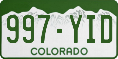 CO license plate 997YID