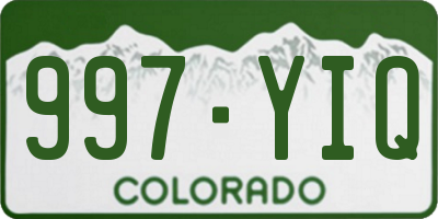 CO license plate 997YIQ
