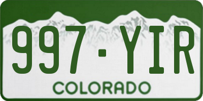 CO license plate 997YIR