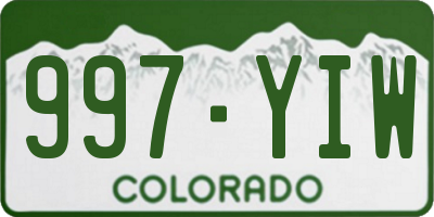 CO license plate 997YIW