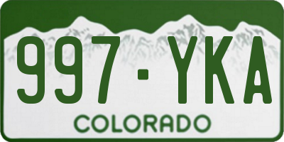 CO license plate 997YKA