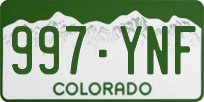 CO license plate 997YNF