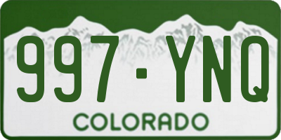 CO license plate 997YNQ
