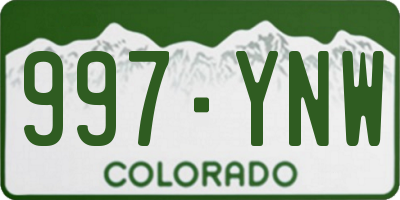 CO license plate 997YNW