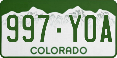 CO license plate 997YOA