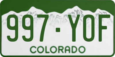 CO license plate 997YOF