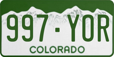 CO license plate 997YOR