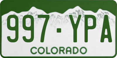 CO license plate 997YPA