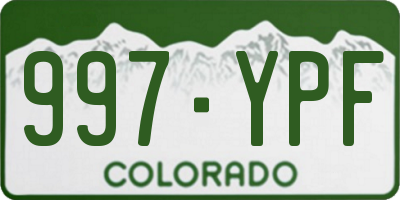 CO license plate 997YPF