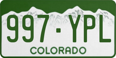 CO license plate 997YPL