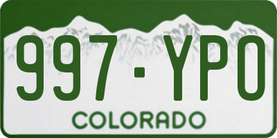 CO license plate 997YPO