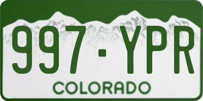 CO license plate 997YPR