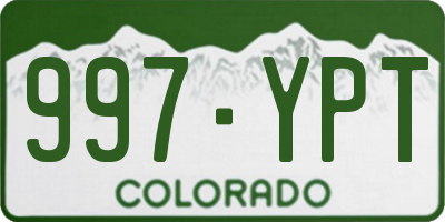 CO license plate 997YPT