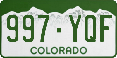 CO license plate 997YQF