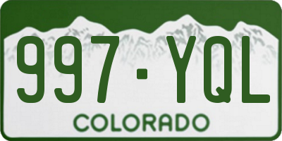 CO license plate 997YQL