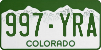 CO license plate 997YRA