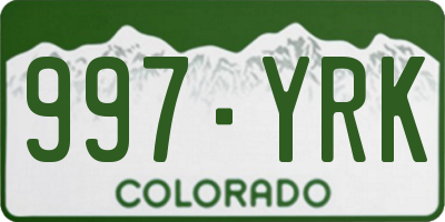 CO license plate 997YRK