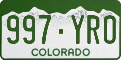 CO license plate 997YRO