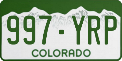 CO license plate 997YRP