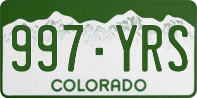 CO license plate 997YRS