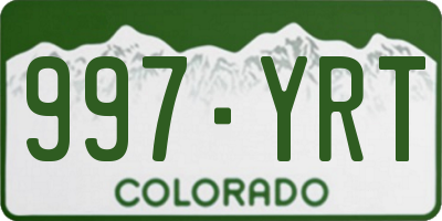 CO license plate 997YRT