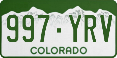 CO license plate 997YRV