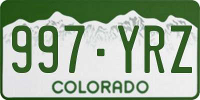 CO license plate 997YRZ