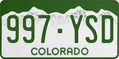 CO license plate 997YSD