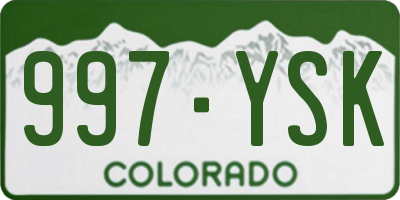 CO license plate 997YSK