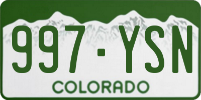 CO license plate 997YSN