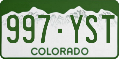 CO license plate 997YST