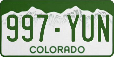 CO license plate 997YUN