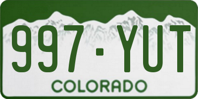 CO license plate 997YUT