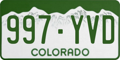 CO license plate 997YVD