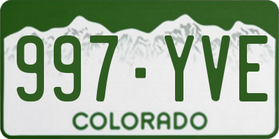 CO license plate 997YVE