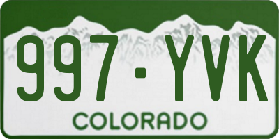 CO license plate 997YVK