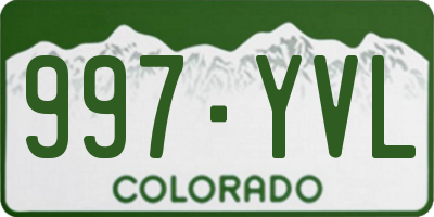 CO license plate 997YVL