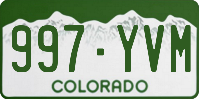 CO license plate 997YVM