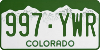 CO license plate 997YWR