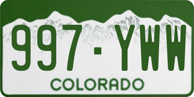CO license plate 997YWW