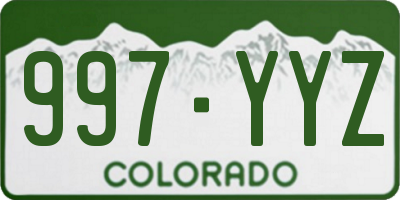 CO license plate 997YYZ