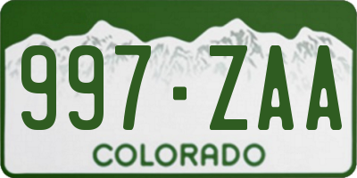 CO license plate 997ZAA