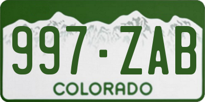 CO license plate 997ZAB
