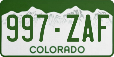 CO license plate 997ZAF